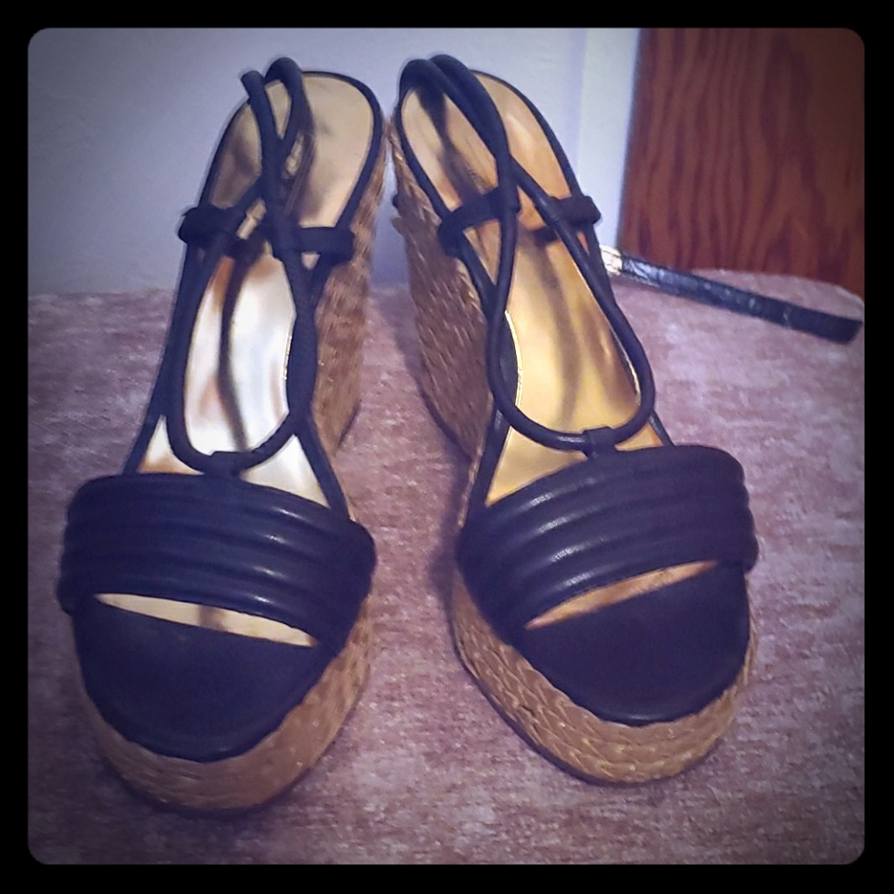 Gorgeous Vintage1990s Coach Gold Wedges